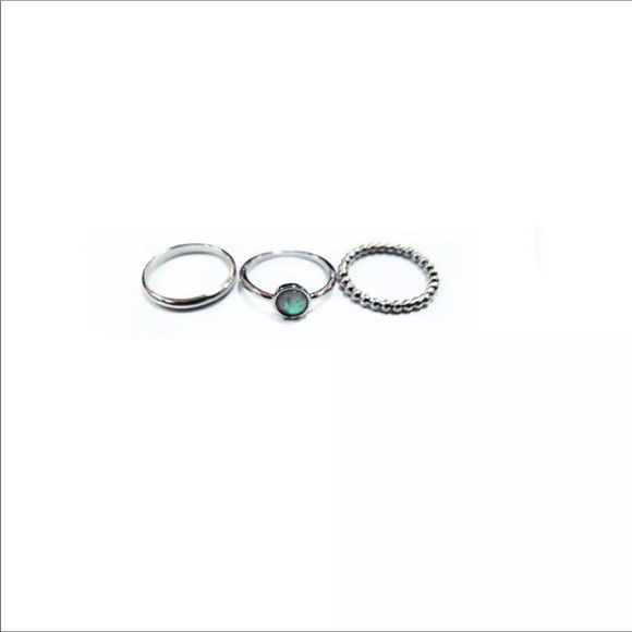 Silver and Opal 3 Set Triple Rings NWT - Picture 4 of 5